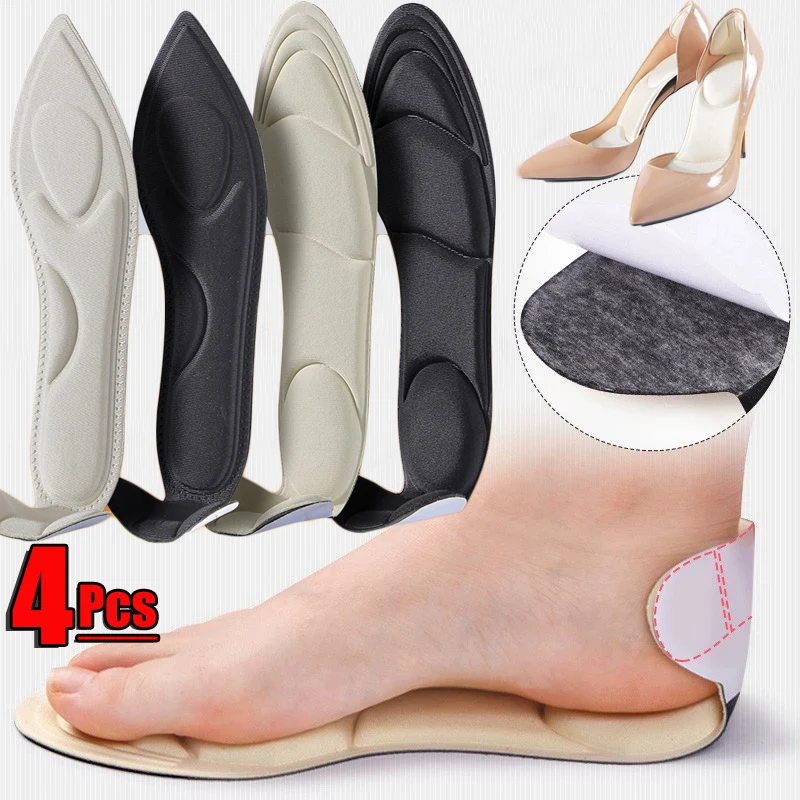 

2/4pcs Women High-heel Shoes Insoles Memory Foam Insoles Anti-slip Cutable Insole Comfort Breathable Foot Care Massage Shoe Pads