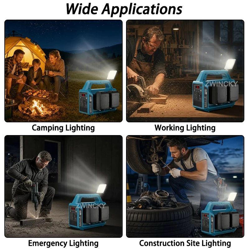 110V/220V Portable Pure Sine Wave Inverter for Makita/Dewal/Milwaukee/Bosch/Worx/Einhel 18V Li-ion Battery With LED USB Type-C