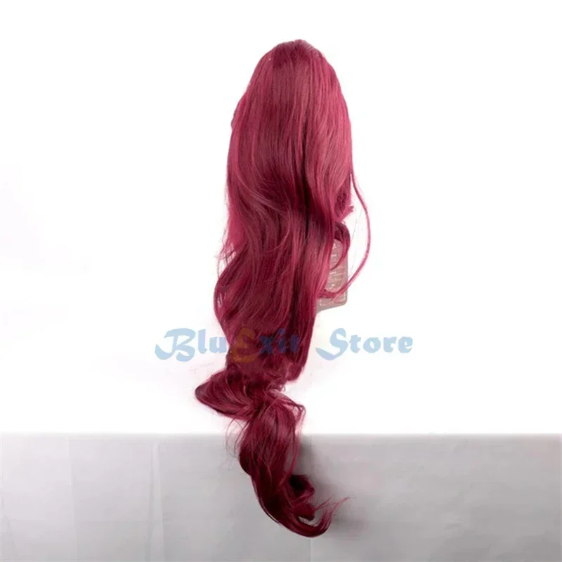 Halloween Cosplay Wig Hercules Megara Meg Dark Red Synthetic Hair Base Wig Pigtail Role Play Hair for Adult