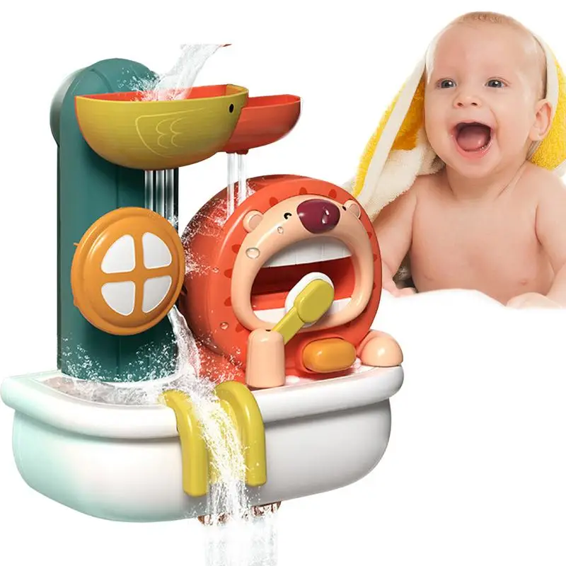 

Cute Baby Bathtub Toy Colorful Lion Bathroom Toy Wall Mount Waterfall Bathtub Toy With 4 Sucker Enjoy Bathing Fun Educational