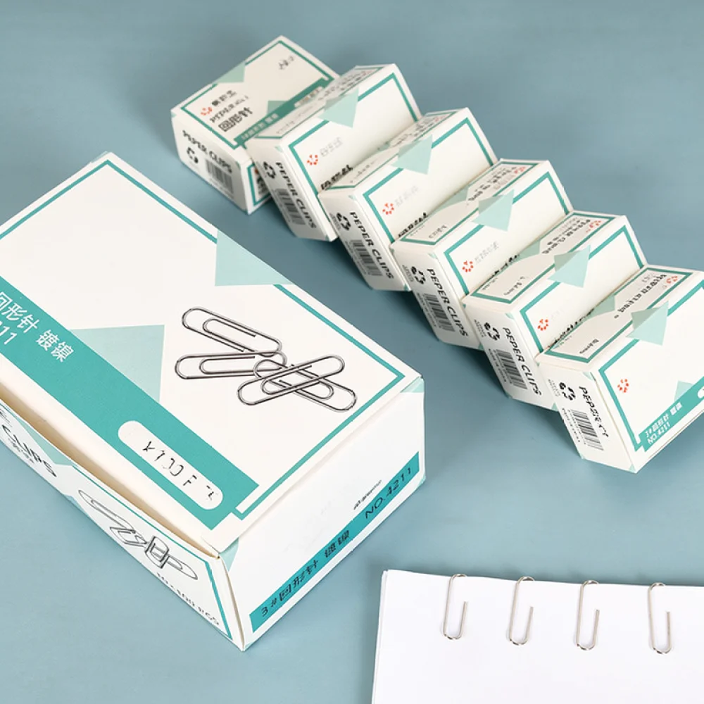Office Metal Paper Clips Silver Nickel Plated Durable Binding Stationery For School Paper Organizing And Filing Accessories