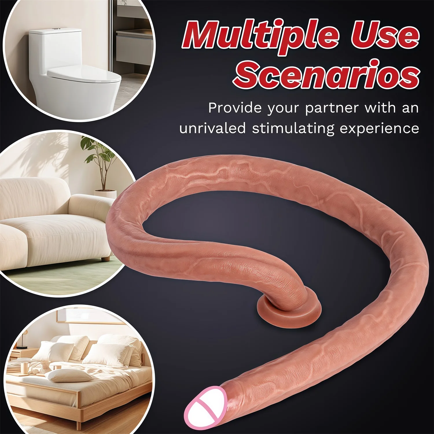 16.73 Inch Flesh Extra Long Dildo Women Realistic Sex Toys Soft Silicone Huge Dildo Strong Suction Cup Large Dildo for Women/Men - view 5