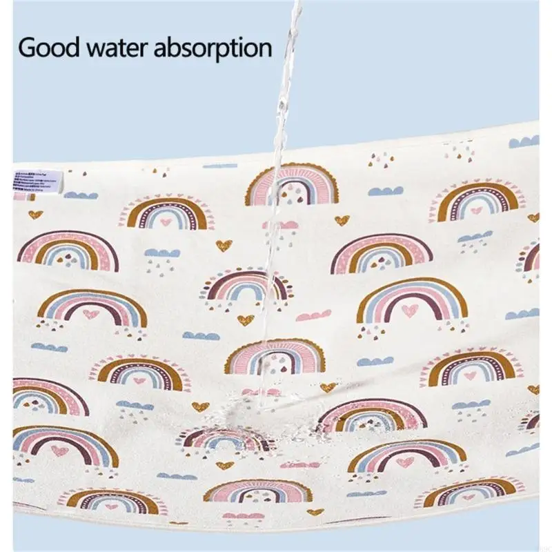 M89C غطاء حماية لحديثي الولادة قوي الامتصاص من القطن، ملاءة سرير، وسادة تغيير حفاضات الطفل #4