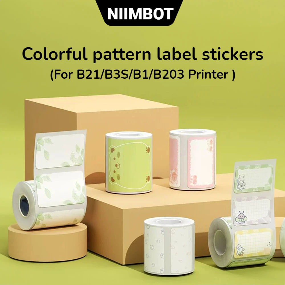 Niimbot New Thermal Sticker For B1/B203/B21/B3S Label Maker Colorful Paper Roll Water-proof Oil-proof Niimbot Color Sticker Roll