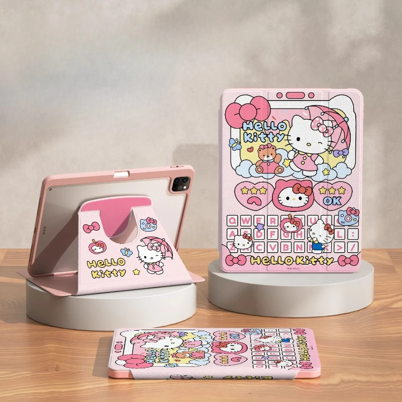 

Чехол Hello Kitty для iPad Funda ipad 8 9 10 10,2 дюйма A16 11 дюймов, чехол для планшета Air 4 5 10,9 дюйма M2 M3 Pro4 5 6 12,9 дюйма M4, защитный чехол