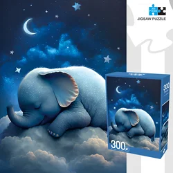 Jigsaw Puzzles for Adults/Kids 300 Pieces Baby Elephant Sleeping Puzzles Families Games Toy for Home Art Decor Puzzles 15