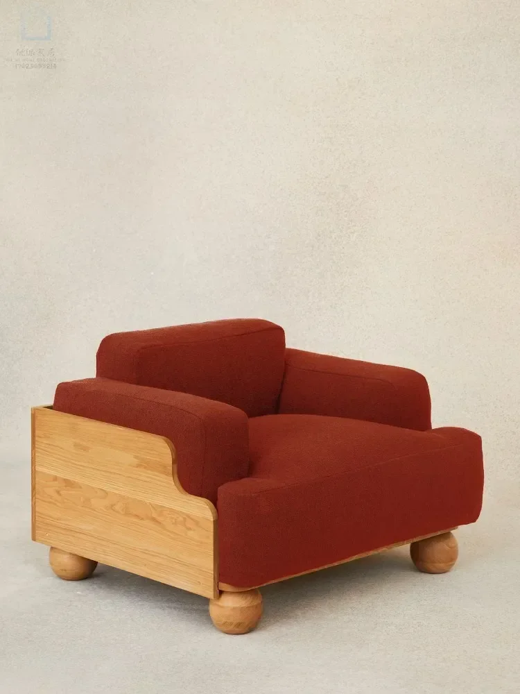 

Nordic simple solid wood tofu sofa chair balcony single sofa meeting guests armchair