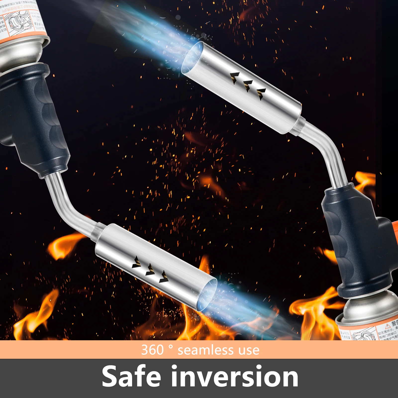 BISINNA Stainless Steel Butane Gas Canister Blowtorch Portable Home Baking Cooking Igniter Outdoor Camping BBQ Ignition Tools