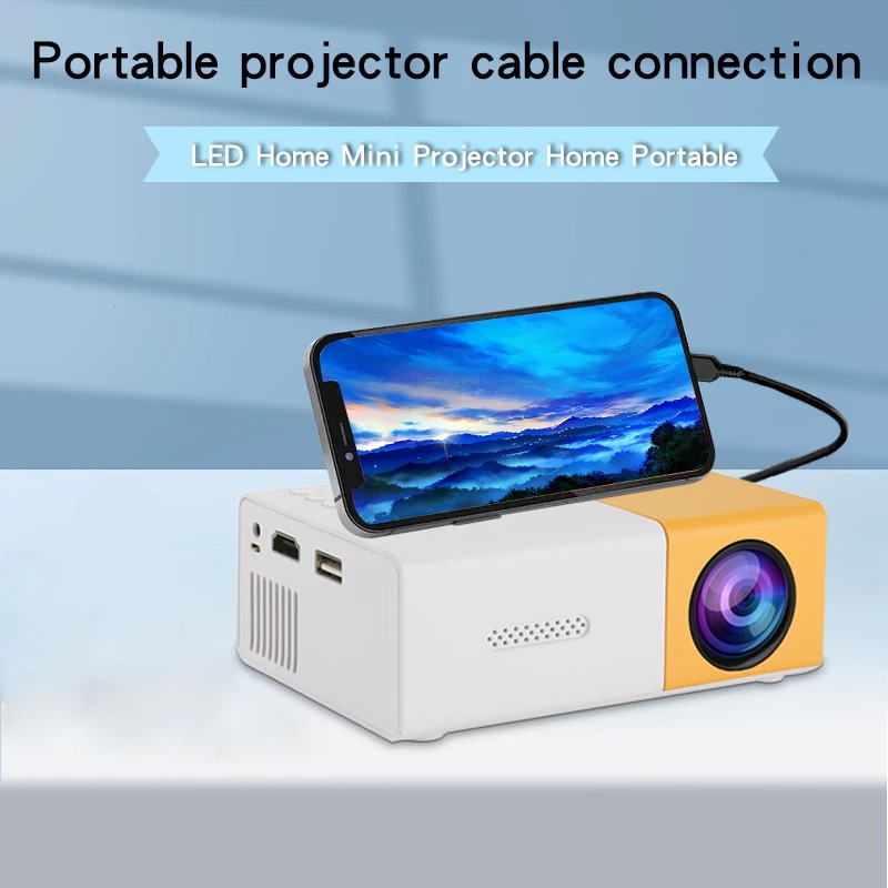 YG300 Mobile HD Projector Mini Cinema Home Outdoor Camping LED Portable Plug in Cable Connection Mobile Forward Projection