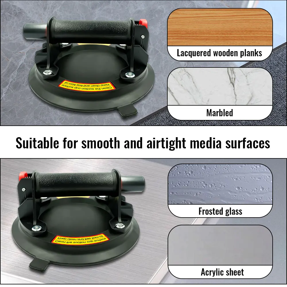 

Vacuum Suction Cup 220Kg Carrying Capacity Heavy Duty Glass Suction Cup Lifter for Granite Tile Glass Manual Lifting 8 Inch