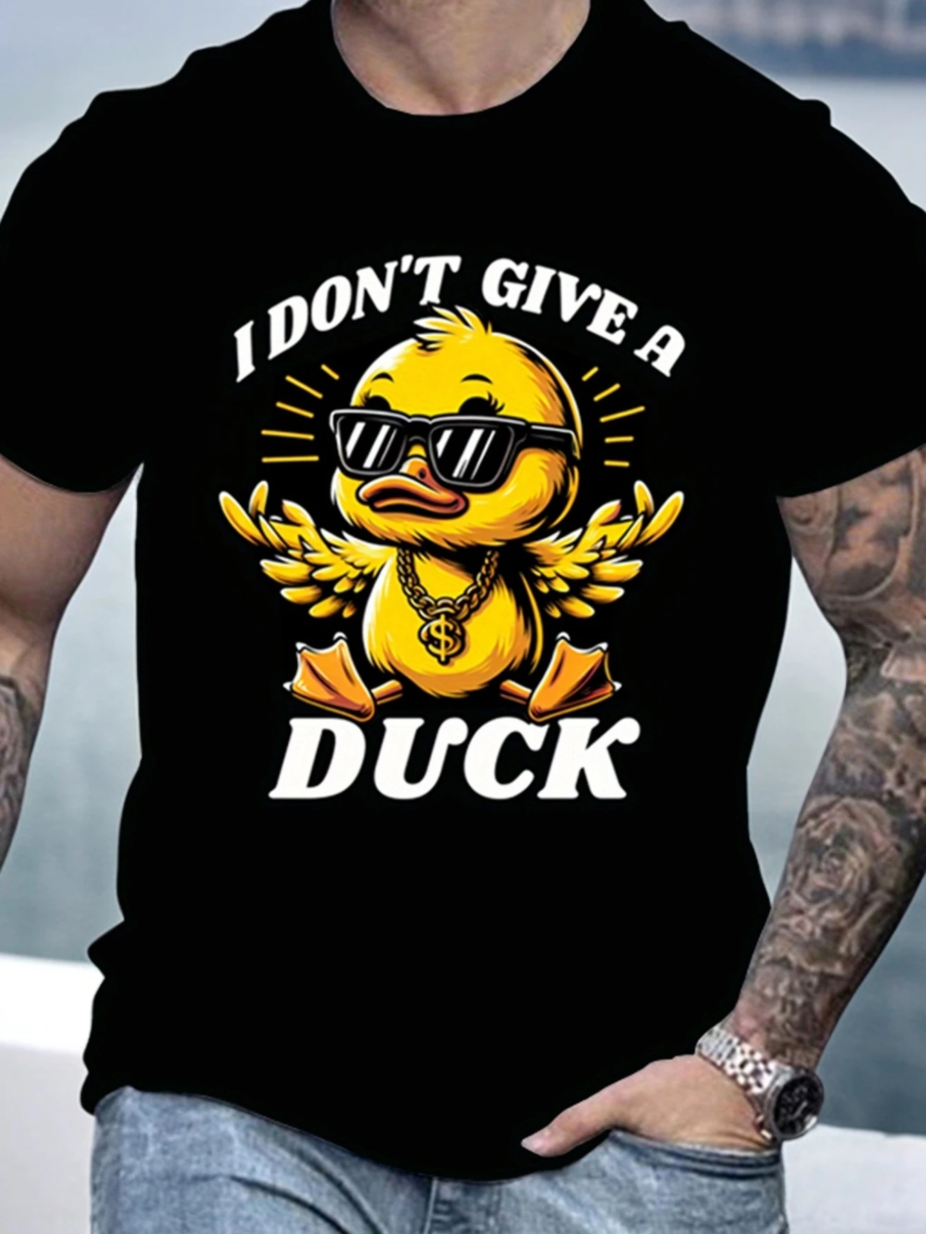 Men's Summer Fashion Duck Pattern T-Shirt - Casual Round Neck Short Sleeve Outdoor Shirt