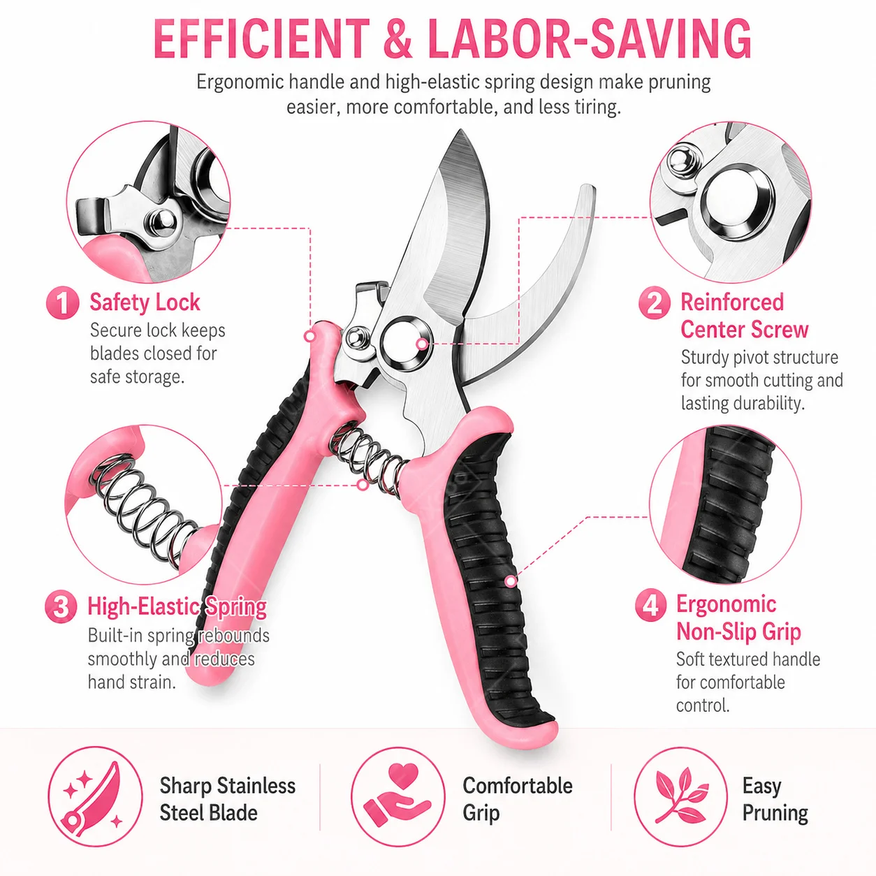 Tijeras de Podar para Jardín,  - Gardening Tools Pink reseña y precio