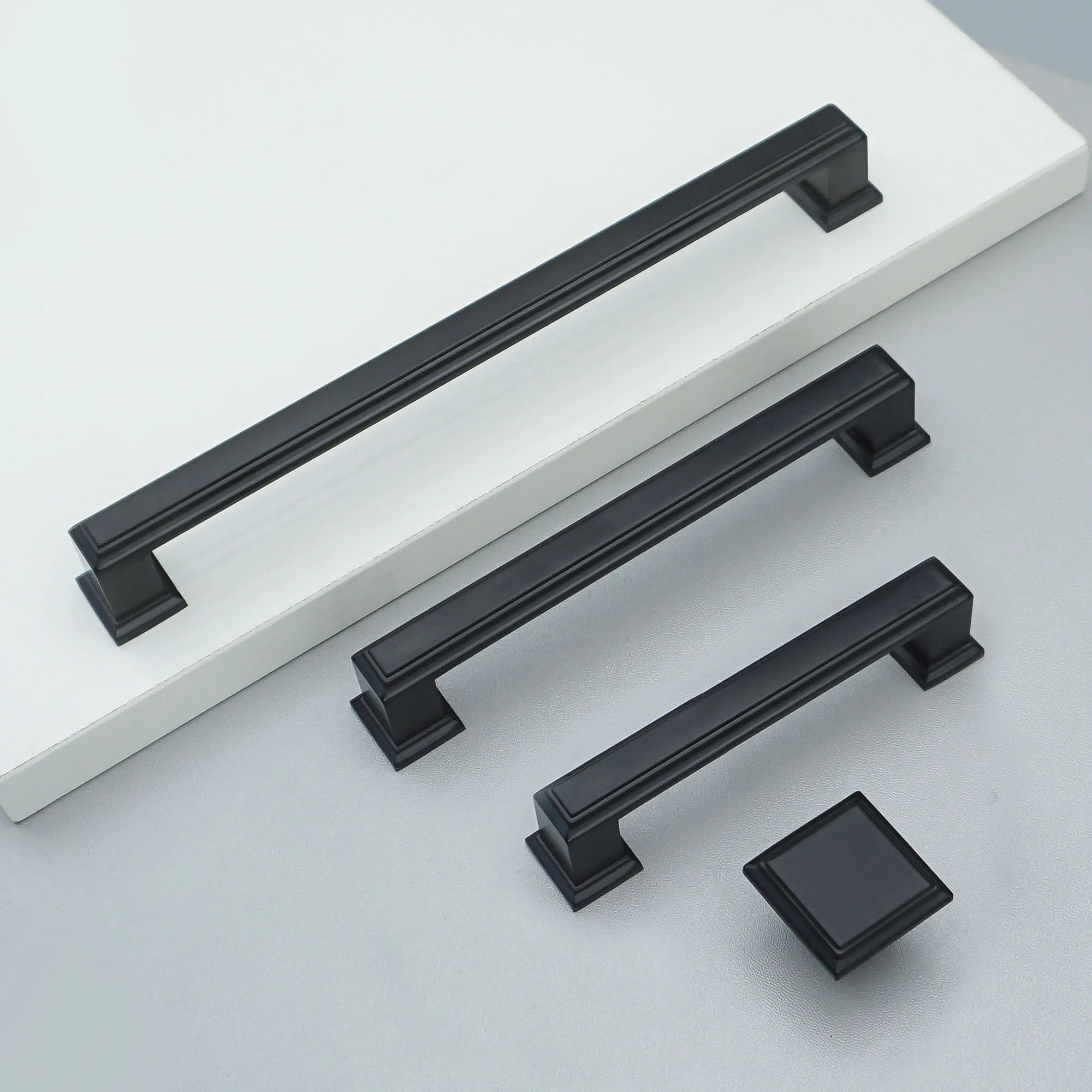 שחור ניקל פלדת ריהוט ידיות Sqaure ידיות ארון מגירת ארון בגדים מושך מטבח ארון דלת ידית חומרה
