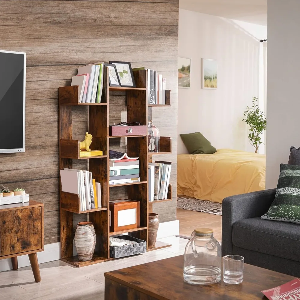 

Bookshelf, Tree-Shaped Bookcase, with 13 Storage Shelves, Rounded Corners & 9-Tier Floor Standing Tree Bookshelf