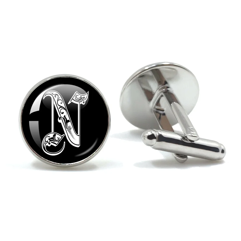 Retro Gothic Alphabet Letters A-Z Cufflinks for Men Luxury Jewelry Shirt Cuff Links French Business Accessories