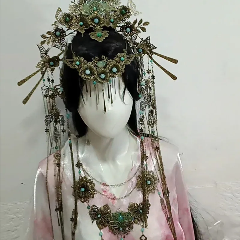 

Традиционный китайский древний головной убор ханьфу, бронзовый священник, корона, аксессуар для волос для женщин, благородные украшения для волос принцессы
