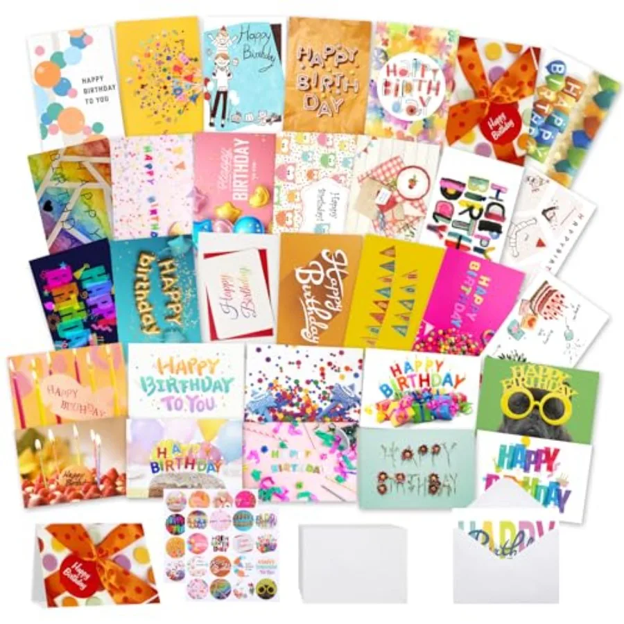 

Hppy Birthdy Bulk Envelopes, 4x6 Assorted Birthday Cards