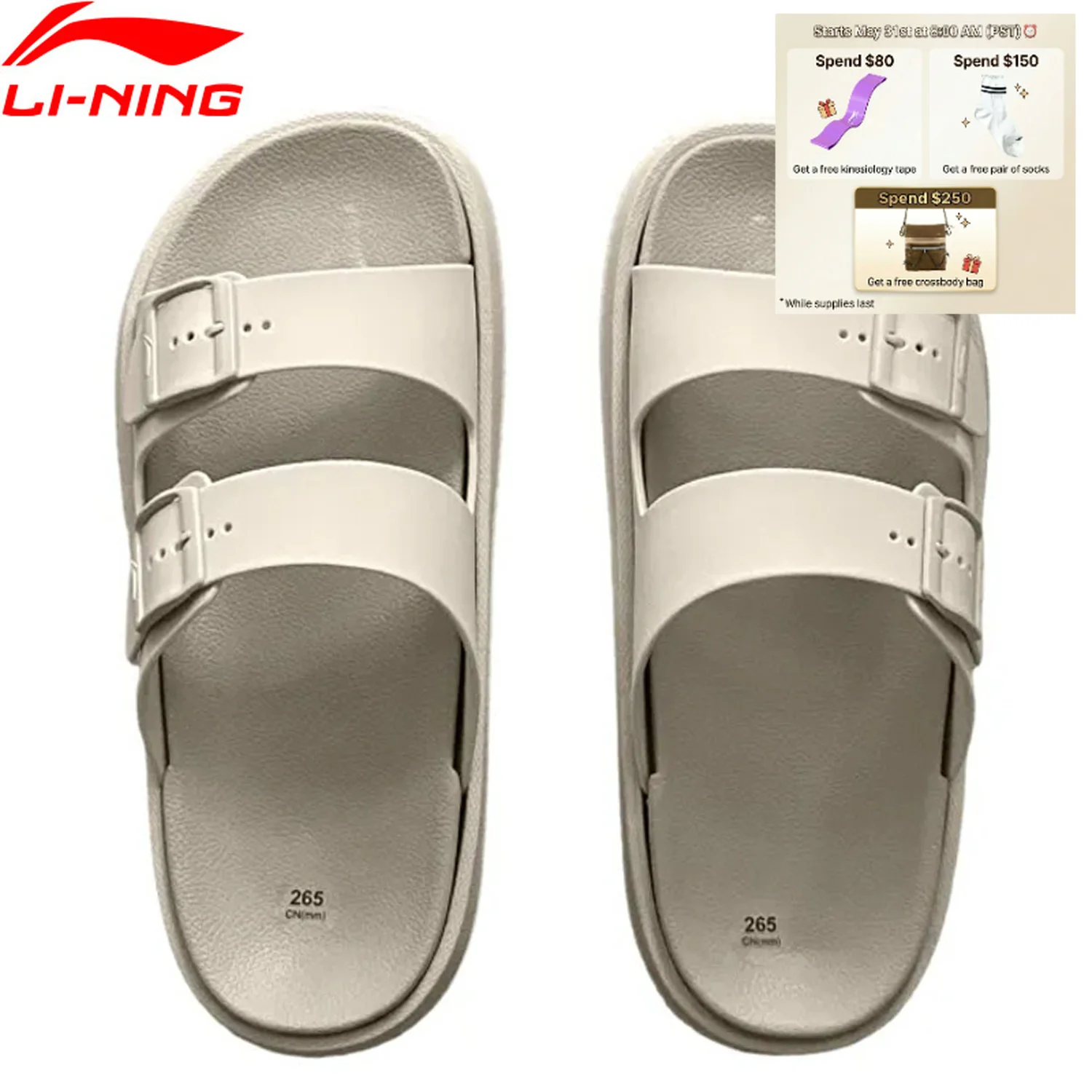 

Li-Ning Women's LN CLAP Slippers Comfortable Cushion Sports Sandal Leisure Stylish LiNing Soft Sandals AGAU012