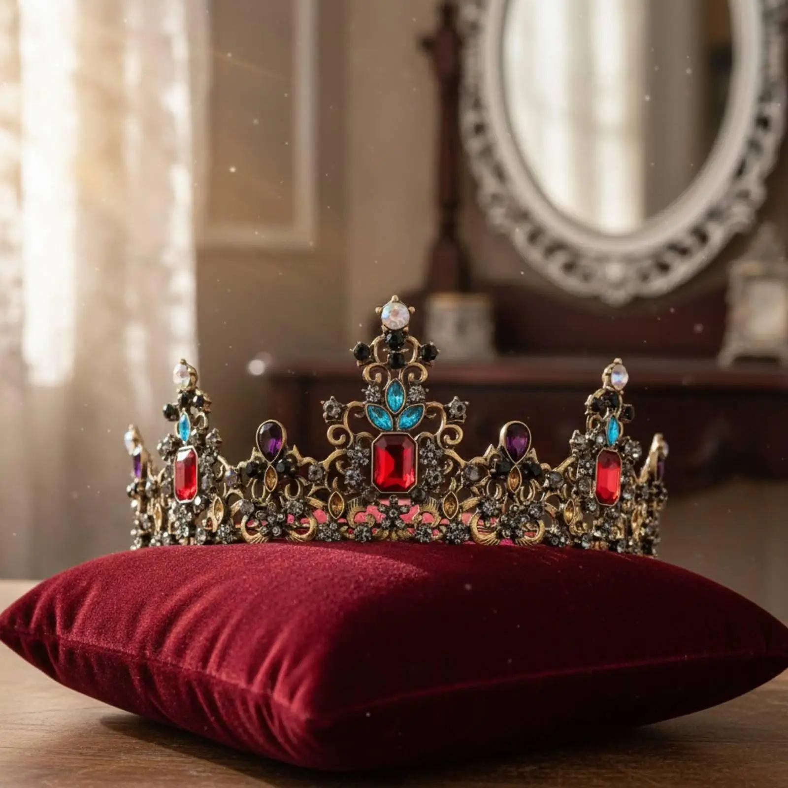 Vintage Alloy Bridal Crown Royal Rhinestone Headpiece Jewelry for Wedding Princess Prom Party - view 4