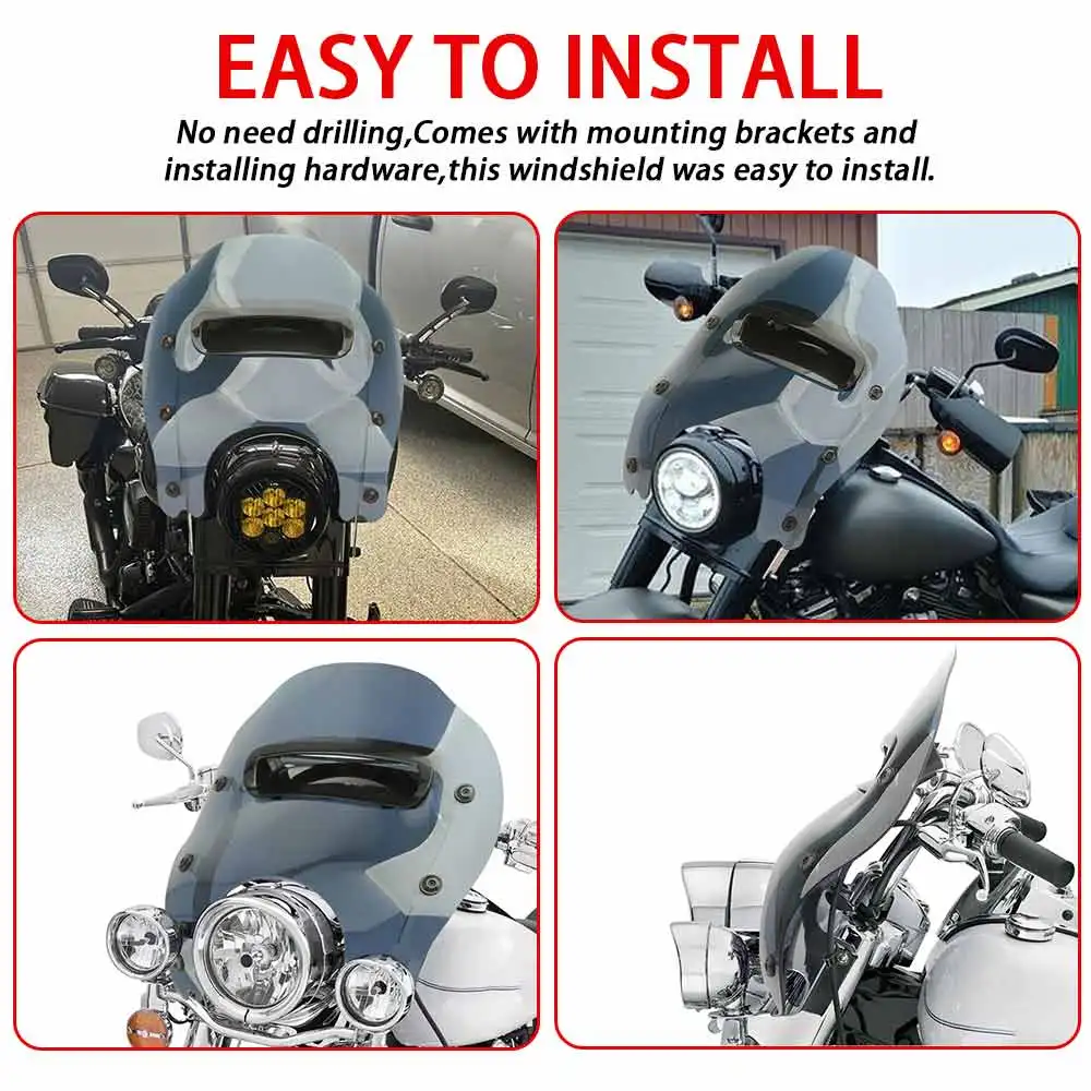 Motorcycle Windshield/Windscreens/Wind Deflectors Kit Light Somked Accessory Fit For Harley Road King Classic FLHRC/I 1998-2013