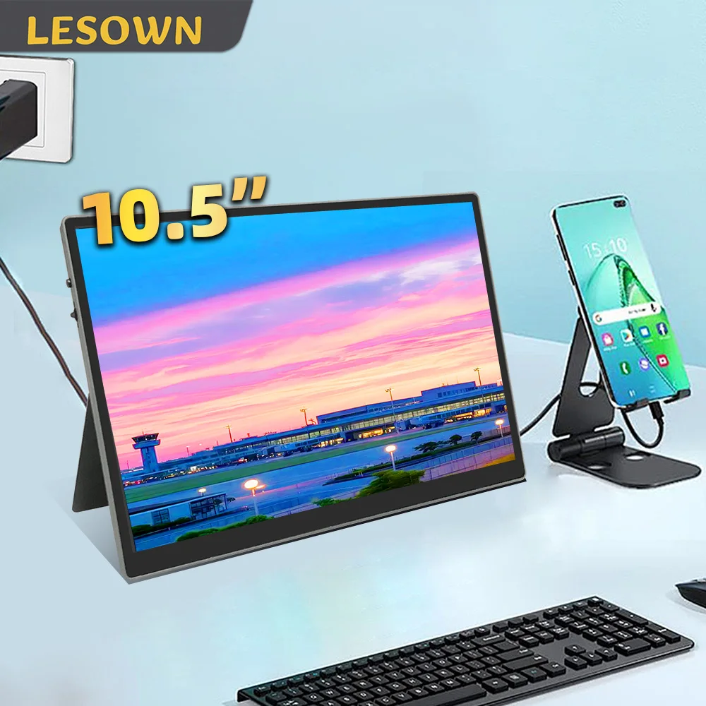 

LESOWN 10.5 Inch 1920x1280 IPS LCD Portable Display Monitor Portable Media Players Lightweight External Screen for Laptop Tablet