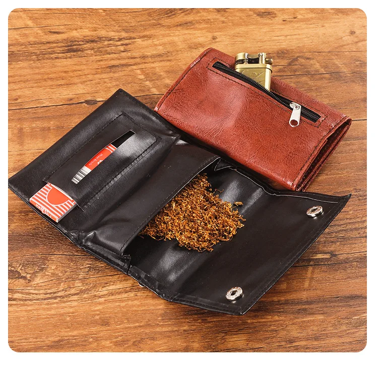 PU Retro Leather Tobacco Pouch Case Bag Cigarette Smoking Paper Tips Holder Wallet Bags Rolling Tool