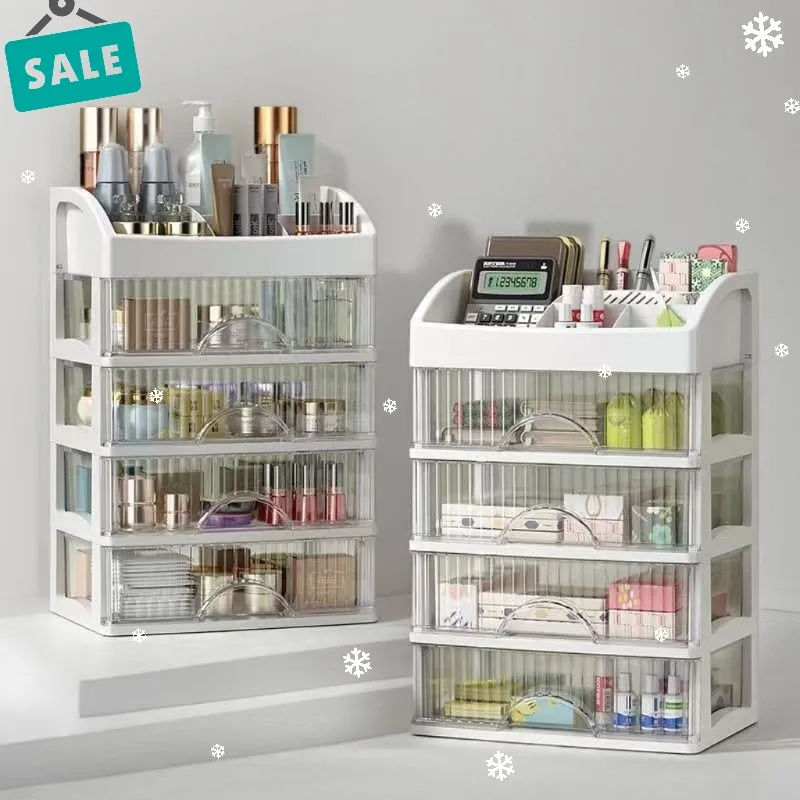 Cajón de escritorio organizador de cosméticos caja transparente de gran capacidad cuatro tocador lápiz labial productos para el cuidado de la piel caja de almacenamiento