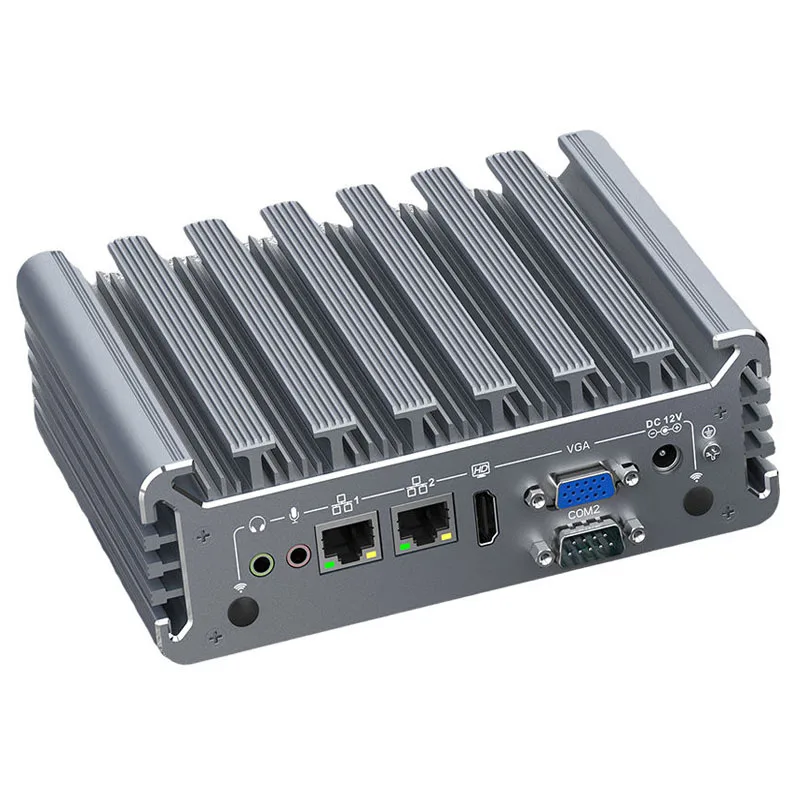 Parteaker PC industriale senza ventola I5 7287U 7360U I5 8350U I7 10610U Win11 Pro Dual Lan HDMI VGA 2 RS232 COM DC 12V Desktop Mini PC