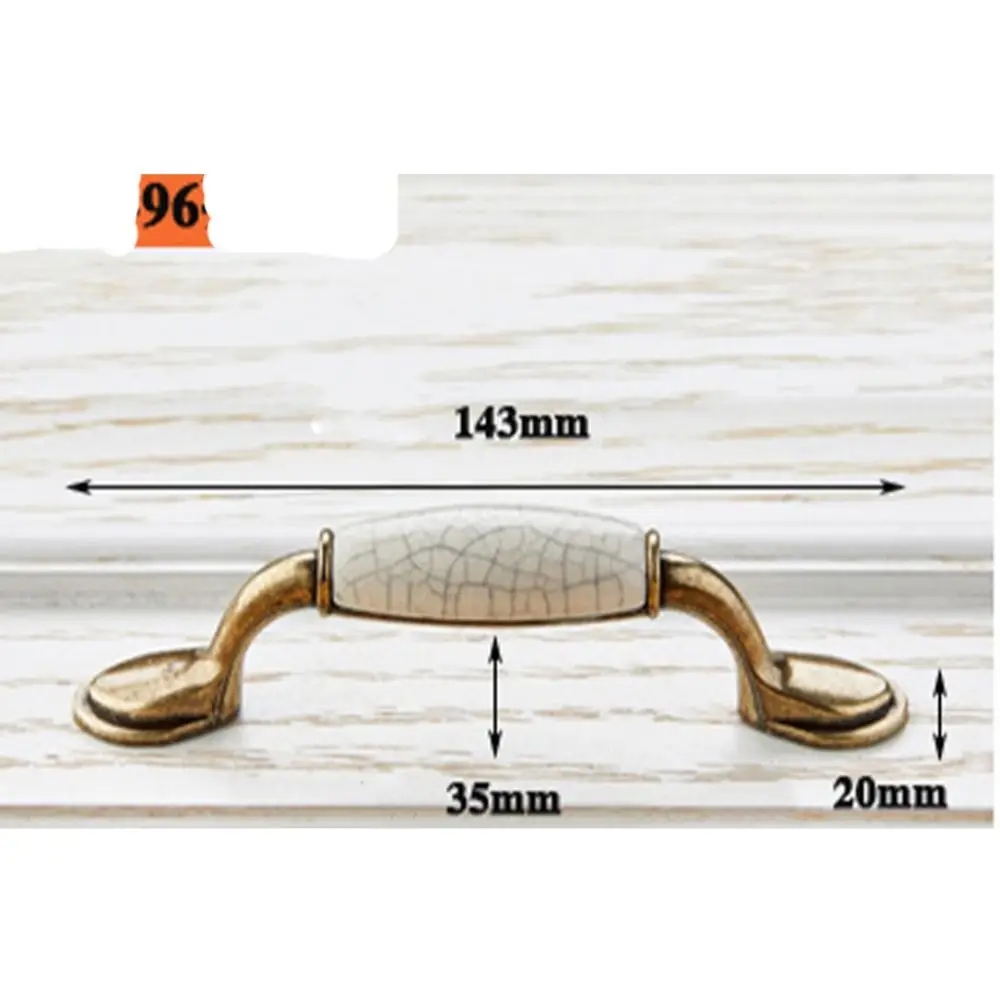 Zinc Alloy Ceramic Cabinet Handles White Antique Drawer Knobs Bronze Crack Design Vintage Wardrobe Door Handle Closet Dresser