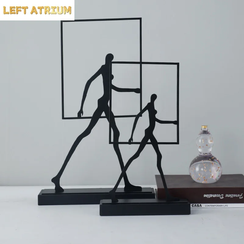 statues-de-decoration-interieure-artisanat-metallique-figurines-abstraites-en-fer-forge-cadre-carre-portrait-de-personnes-qui-marchent-figurines-decoratives