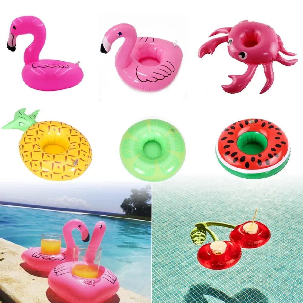 Mini suporte de copo de bebida inflável flamingo suporte de bebida piscina flutuador piscina nadar brinquedo festa decoração bar coasters