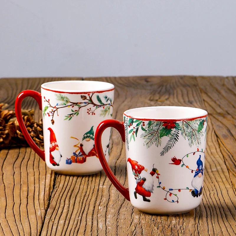 Europe and the United States fine ceramic cups creative underglaze color mug Christmas atmosphere home mug set.