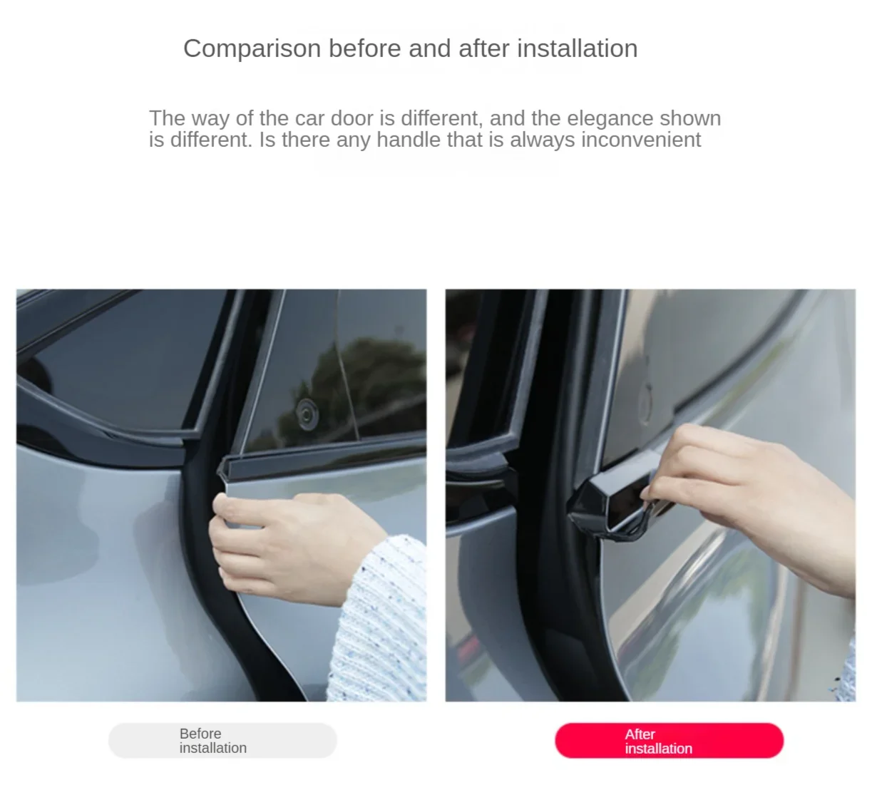 2PCS Rear Door Handle for Ford Mustang Mach-E Protective Cover Sticker Convenient Decorative Original Modification Accessories