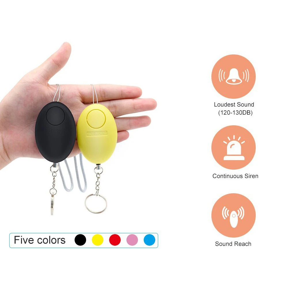 Egg Shape 120dB Self Defense Alarm, Cheap Loud Scream Keychain for Girls Women, Personal Safety Emergency Protect Alert