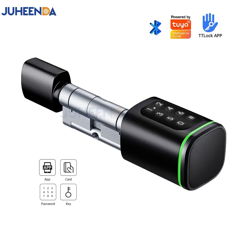 Ttlock App Tuya Bluetooth Smart Cylinder Digital Password RFID Card Key Code Keyless Euro Profile Lock Cylinder For Entry Door