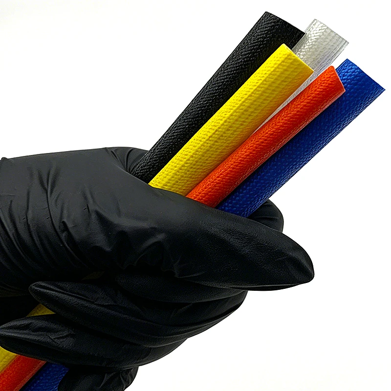 1/3/5M 200 °C Outer Layer Glass Fiber, Inner Layer Silicone Sleeve ID1-20mm Insulated Anti-Static Glass Fiber Sleeve.