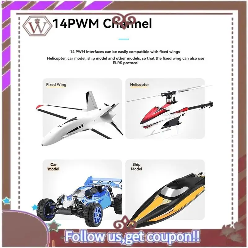 ABBG-para BETAFPV Superp receptor de diversidad RX 14CH con 2 antenas de doble recepción para RC FPV avión barcos Drones