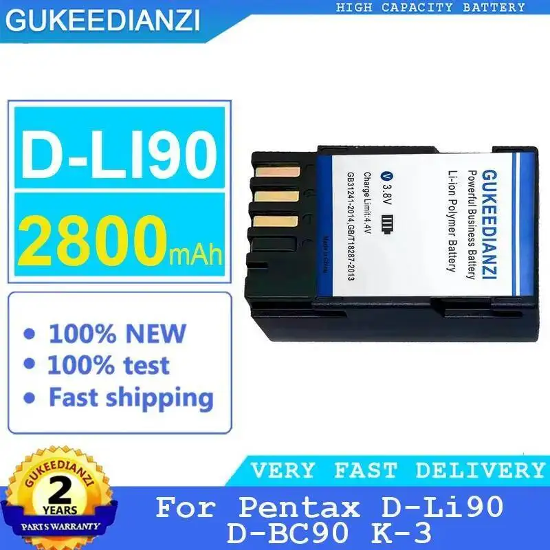 

High Capacity 2800Mah Camera Battery For Pentax D-Li90 D-BC90 K-3