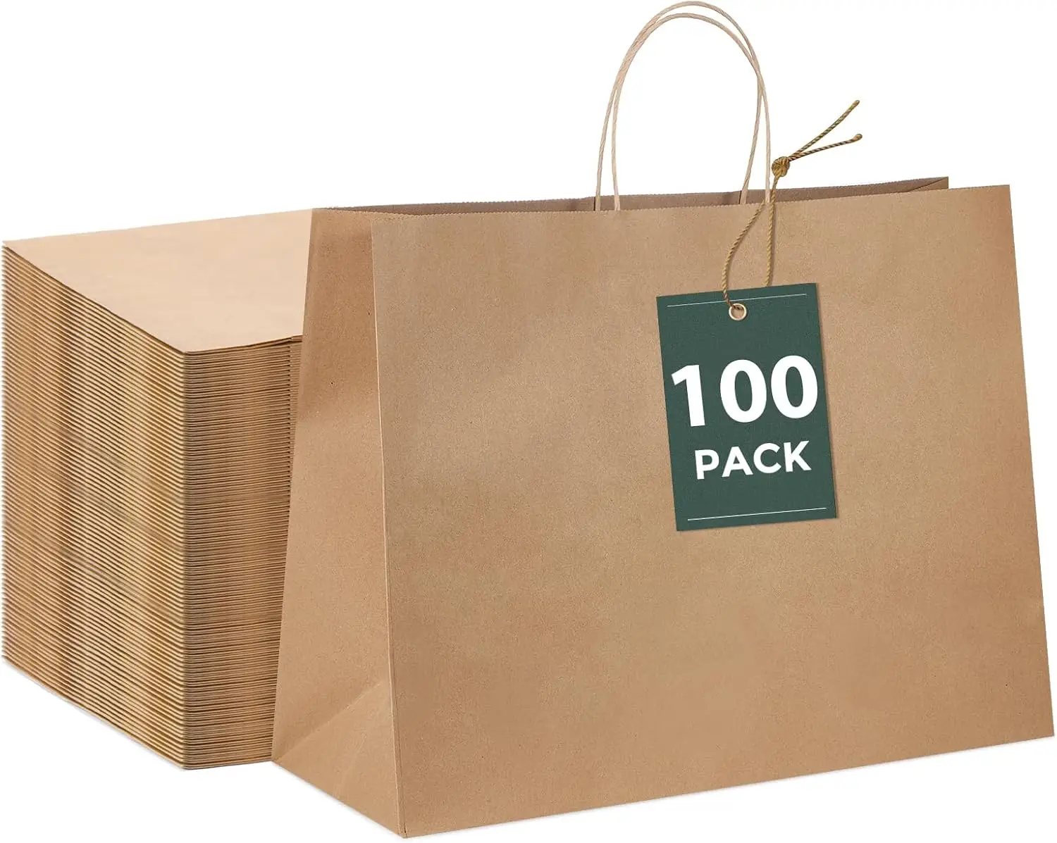 

Большие коричневые бумажные пакеты из крафт-бумаги с ручками 16x6x12 дюймов, 100 шт. оптом для розничной торговли, подарков, продуктов, бизнеса на вынос