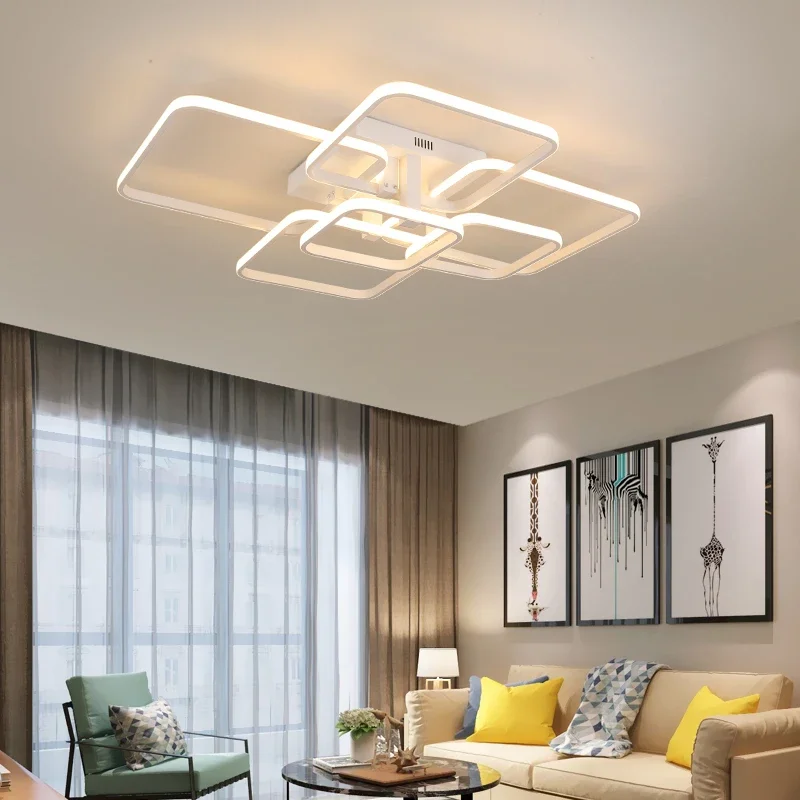 Plafonnier LED de Luxe Rectangulaire en Acrylique et Aluminium, Luminaire d'NikModerne, Disponible en Blanc et Noir, Idéal pour un Salon ou une Chambre à Coucher