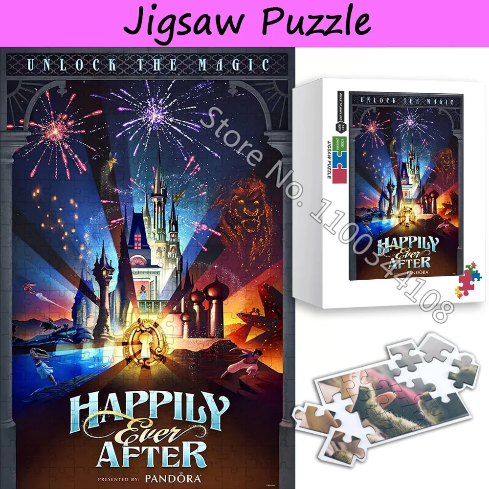 

Пазлы с замком Диснея, 300/500/1000 шт., деревянные пазлы Disneyland, снятие стресса для взрослых, игрушки ручной работы, новогодние подарки