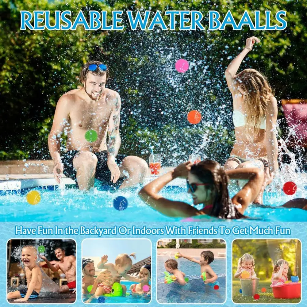 Water Soaker Balls Reusable Sponge Water Balloons Cotton Absorbent Splash Toys for Pool Beach Outdoor Summer Swimming Games Toy