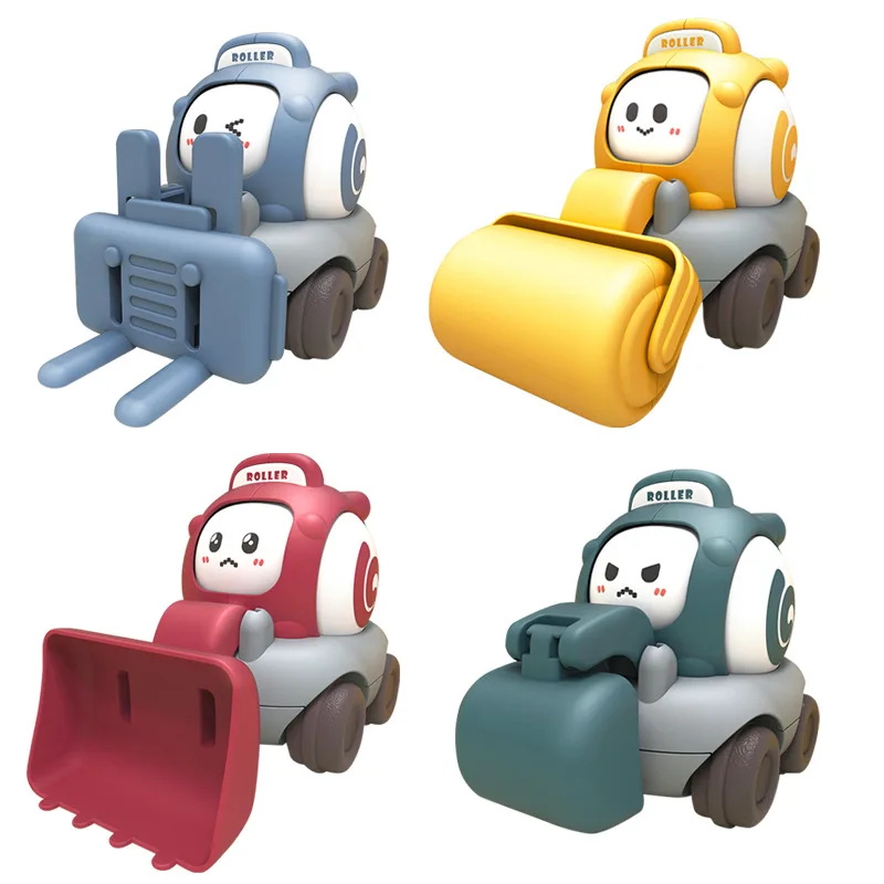 Children's Change Face Whistle Cartoon Toy Car Boy Inertia Small Car Simulation Cute Excavator Engineering Car Baby Puzzle Toys