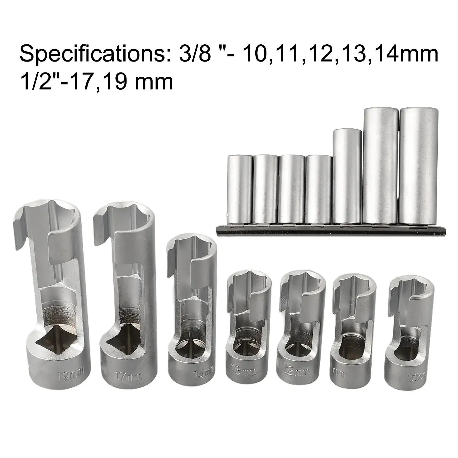 Metal Fuel Line Socket Wrench Set 7 Pieces for Automotive Diesel Engine Maintenance and Car Pipe Connector