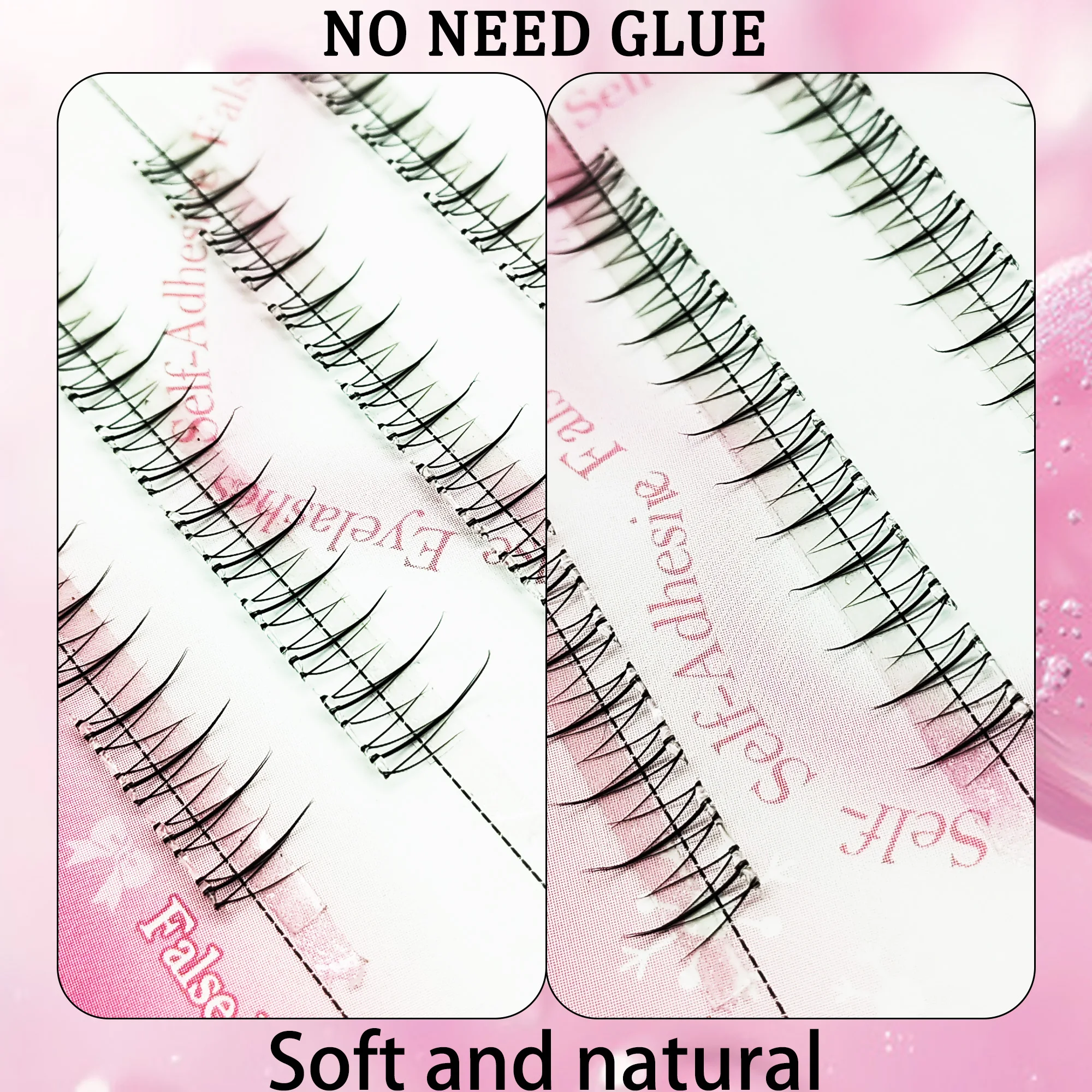 36 grappoli di ciglia inferiori ciglia finte nere a piccola fiamma senza colla stelo trasparente ultrasottile ultraleggero naturale