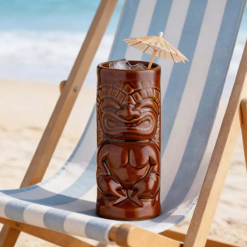 

Кружка в стиле Тики (1 шт.), креативная персонализированная кружка для воды, винтажная керамическая кружка с тотемным рисунком, модная декоративная кружка, подарок на Новый год