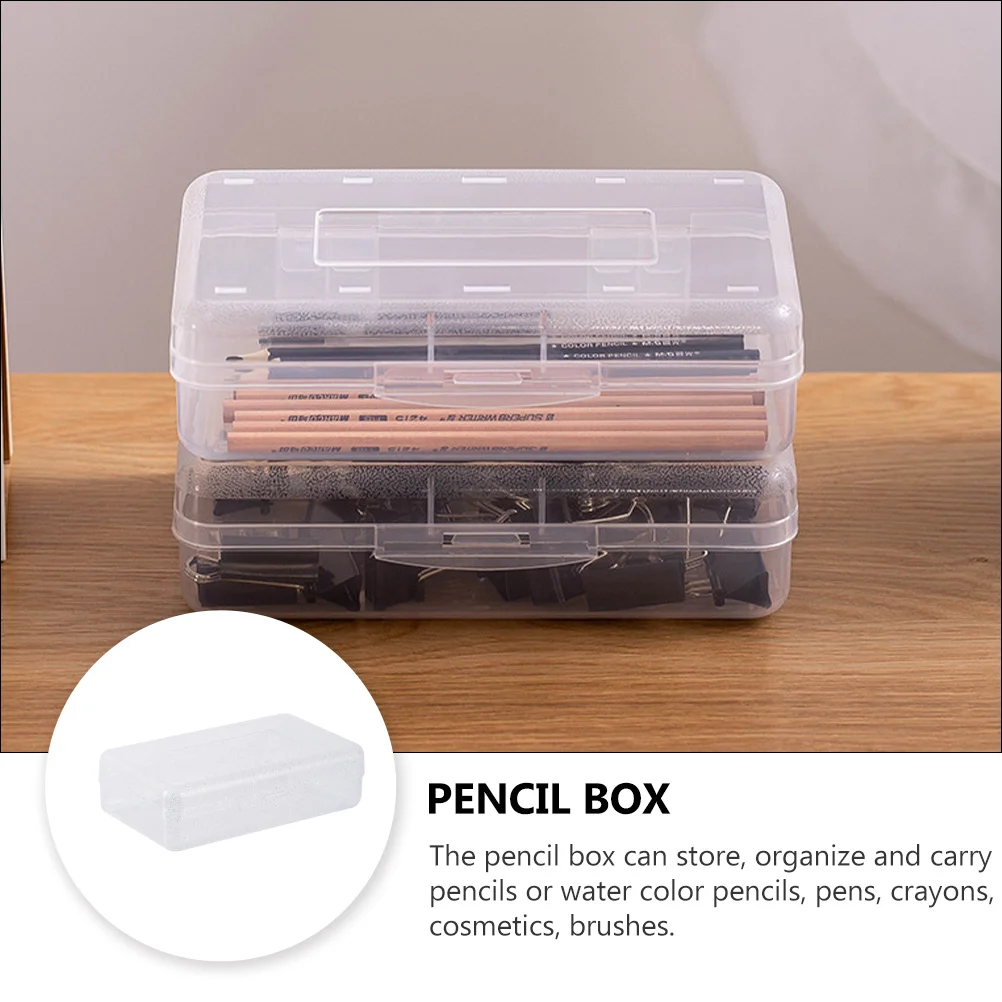 1pc Large Capacity Transparent Plastic Pencil Case Multi-Functional Stationery Box For Students Durable Sturdy Pen Storage