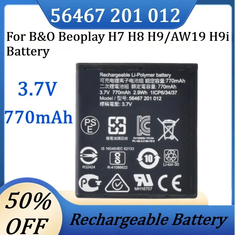 New 56467 201 012 3.7V 770mAh High Quality Battery for B&O Beoplay H7 H8 H9/AW19 H9i Battery