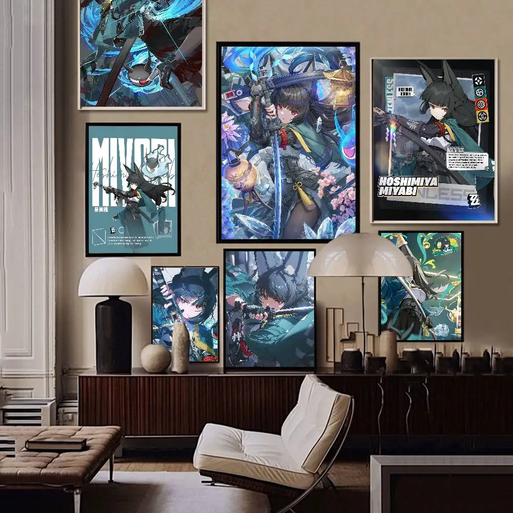 Zenless Zone Zero Hoshimi Miyabi Classic Anime Poster Waterproof Paper Sticker Coffee House Bar Room Wall Decor