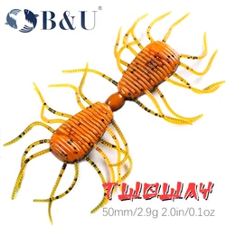B & U Larve Weiche Lockt 50mm Angeln Künstliche Lockt Silikon Bass Barsch Hecht Swimbait Jigging Kunststoff Köder Wurm
